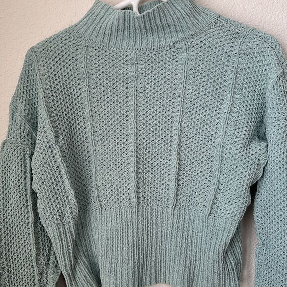 ASOS Generation K cropped blue mock-neck sweater EUC size small 24C - Picture 2 of 5